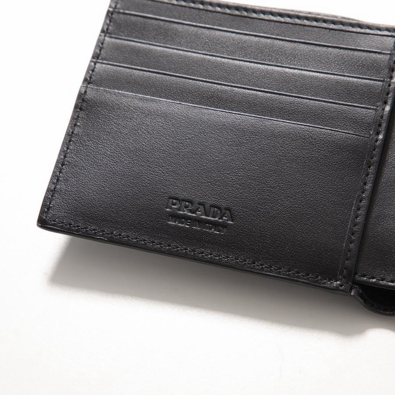PRADA プラダ 二つ折り財布 レザー 黒 プラダ 二つ折り財布 財布 レディース SAFFIANO METAL ブラック
