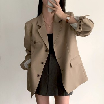 【太妮絲FD03】現貨 韓系 西裝外套 韓妞必備 韓劇女主 西服 西外 OL 上班族 設計感 小西裝 奶茶色外套 外套