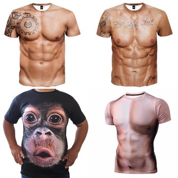 抖音T恤同款大猩猩短袖t恤3D印花圖案男夏裝搞怪猴子個性搞笑大碼