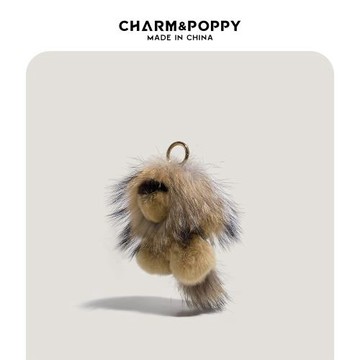 CHARMPOPPY  時尚潮流創意水貂毛獅子背包掛飾玩偶個性公仔掛件鑰