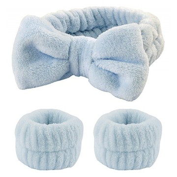 Foreverbean 蝴蝶結洗臉髮帶組  藍色  1個