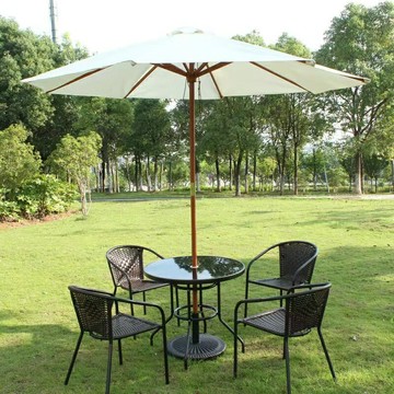 戶外庭院遮陽傘 大型遮陽傘2.7m 中柱 沙灘傘 防風防雨 鐵桿木桿 戶外遮陽