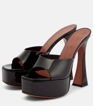 Amina Muaddi Dalida patent leather platform mules