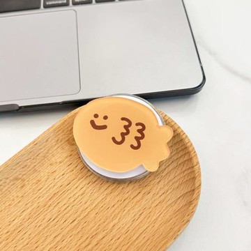 適用蘋果三星磁吸鯛魚燒小熊亞克力卡通支架伸縮女指環扣手機殼