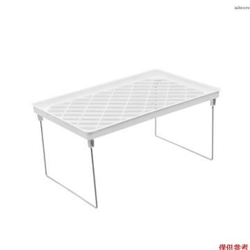 單層桌面收納架 簡約鏤空可摺疊廚房浴室多用置物架 白色 大號