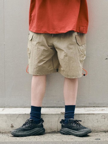 UNISEX NYLON RIPSTOP MULTI CARGO SHORTS [BEIGE]