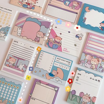 現貨《文具用品WI4】兔兔女孩系列 可愛少女心便簽本 ♥ 卡通創意記事 學生便利貼 少女心文具 可愛便條筆記本 ✅