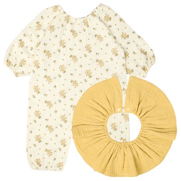 akachan honpo - 穿脫輕鬆方便連身衣-附圍兜-黃色