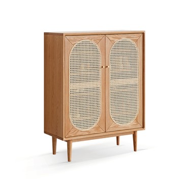 hoi! 源氏木語覓藤拱門藤編橡木實木0.8M雙門鞋櫃 Y49L12