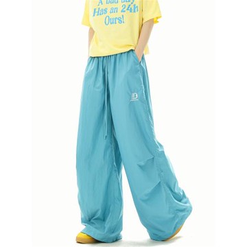 美式戶外機能速干傘兵休閑褲男夏季寬松闊腿潮牌工裝徒步運動褲子