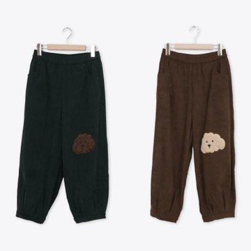 【Dailo】毛絨絨阿狗條絨九分燈籠褲 黑 綠 咖 灰