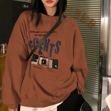 小個子大學t 長袖上衣女秋季上衣刷毛寬鬆休閒衛衣女秋冬圓領長袖打底衫上衣 小隻女穿搭「TKG」