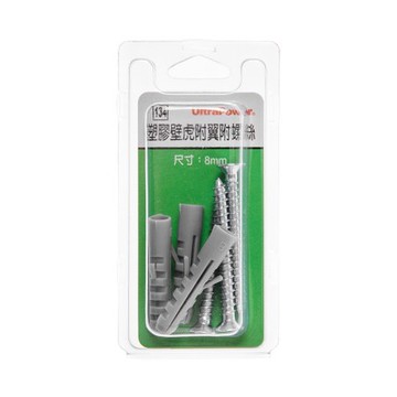 UP 134塑膠壁虎附翼附螺絲8mm 3組