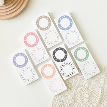 簡約花卉圓框手帳便利貼紙