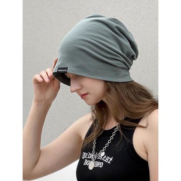 堆堆帽春秋女薄款光頭冷帽寬松辦公室全棉睡覺遮光包頭套純棉帽子