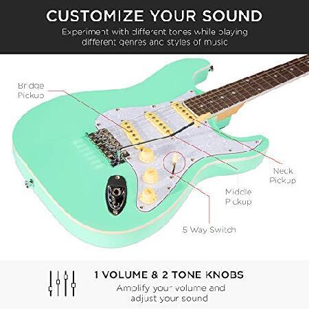 Best Choice Products 39in Full Size Beginner Electric Guitar Starter Kit w Case, Strap, 10W Amp, Strings, Pick, Tremolo Bar SoCal Green