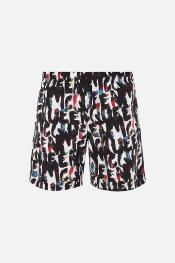 ALEXANDER McQUEEN Watercolor Graffiti printed nylon swim shorts Man