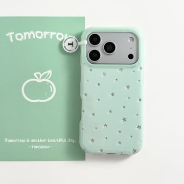 Ins薄荷綠銀色星星適用蘋果17promax韓系iphone16pro小清新15手機殼