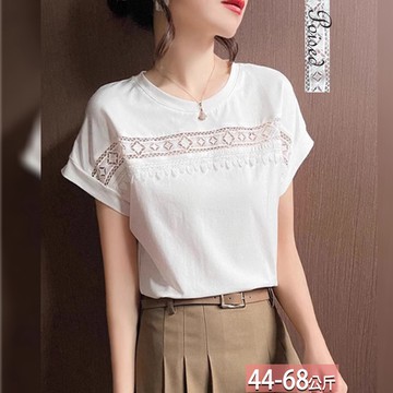圓領蕾絲緹花鏤空前襟拼接上衣 M-2XL【823703X】【現+預】☆流行前線☆