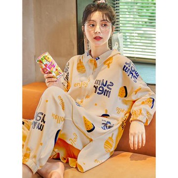 睡衣女春秋季長袖純棉套裝女士秋冬爆款網紅全棉秋天可外穿家居服