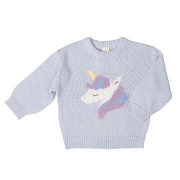 akachan honpo - 針織休閒上衣-緹花-淺藍色