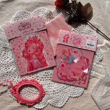 玫瑰人物方形貼紙