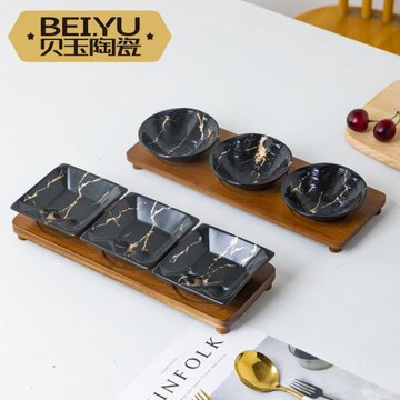 貝玉大理石紋味碟陶瓷調料碟創意小碟子蘸料碟醬油碟醋碟小吃碟