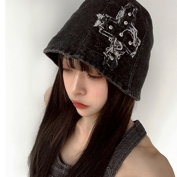 【Aa.chic】十字水洗牛仔漁夫帽(單一色).女帽/水洗/復古/牛仔/十字/造型/漁夫帽/日常/搭配【Cshie03】