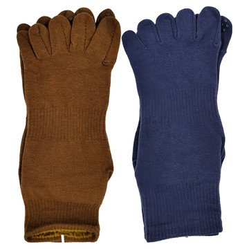 NicoFun 愛定做 短筒五趾防滑瑜伽襪 女襪 2雙  22.5~25cm  藍色 + 焦糖