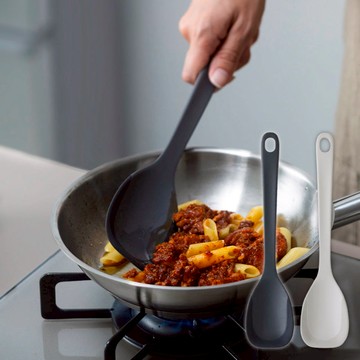 不傷鍋系列|耐熱矽膠鍋鏟/炒菜匙/料理匙/調理匙 (2色) 灰色