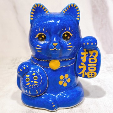 【瑠璃招福】日本清水燒招財貓 | 達摩花結晶 - 瑠璃招福