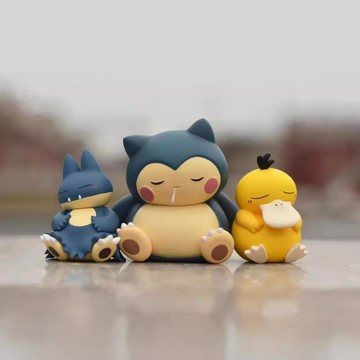 寵物精靈萌寶睡眠可達鴨擺件 大小卡比獸睡眠動漫模型