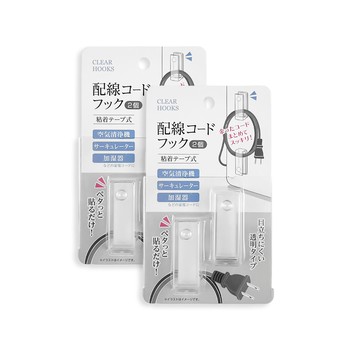 生活良品 (2盒超值組)日本SURUGA-黏貼式U型電線整理收納掛勾2入/盒-透明固定款