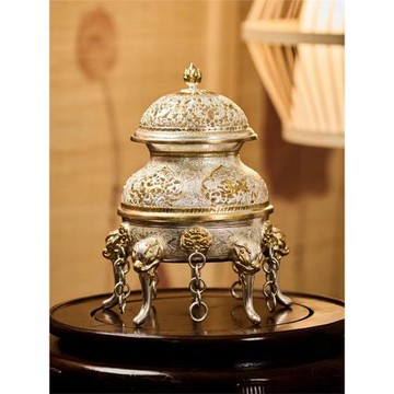 戀物志純銀999香爐純手工足銀香爐擺件香薰爐高端擺件香道 鼎騰