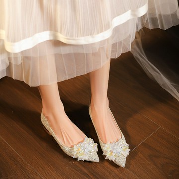 【含稅/免運】 C355A-57秋季新款韓版時尚跟鞋伴娘尖頭粗跟淺口新婚鞋大碼34-43