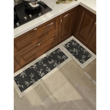 黑色復古防臟廚房地墊防滑防油可擦免洗硅藻泥吸水墊美式高級地毯