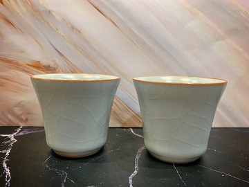 台灣汝窯大師林德豐 - 汝窯方圓對杯(現貨+預購)