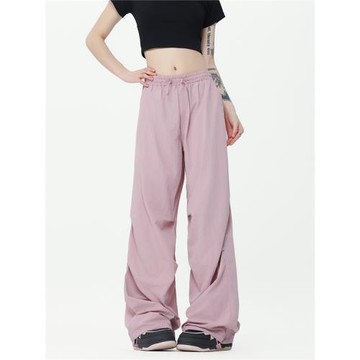 美式傘兵沖鋒褲女寬松闊腿束腳戶外休閑百搭工裝褲男夏季薄款長褲