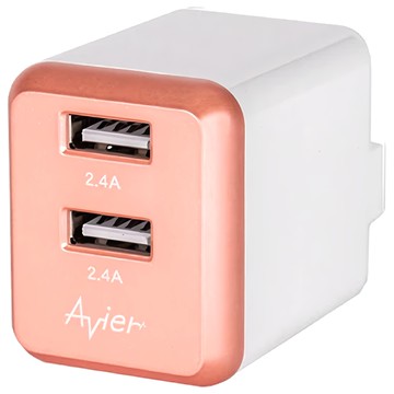 Avier AVCW2A24RG 4.8A電源供應器-雙孔2.4A輸出 24瓦 折疊式收納  玫瑰金色  1個