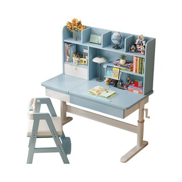 【HappyLife】實木閱讀架升降書桌 120公分 Y12149藍白