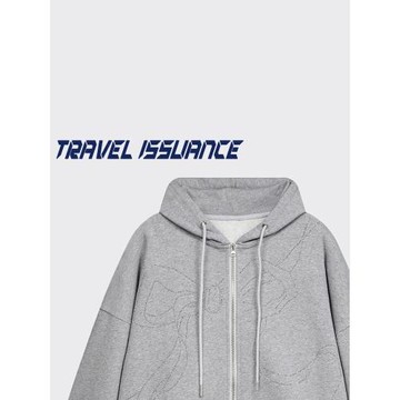 TRAVEL ISSUANCE 滿是謊言 潮牌潮牌燙鉆運動BF寬松連帽衛衣外套