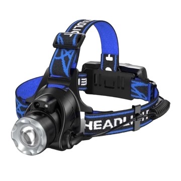 TOYO-SASAKI GLASS 東洋佐佐木 T6 強光 LED 頭燈 可調焦 三檔式開關  1個  黑色 + 藍色