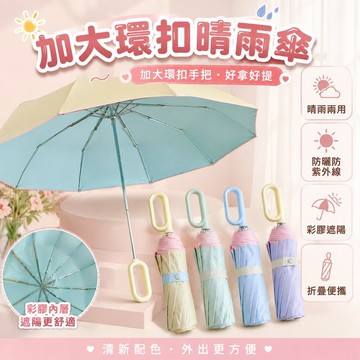 台灣出貨✨20骨加大環扣雨傘 女生晴雨兩用太陽傘 防曬防紫外線彩膠遮陽傘 折疊便攜雨傘