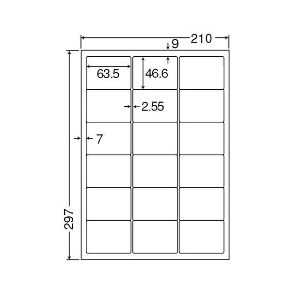 (まとめ) 東洋印刷 ナナワード シートカットラベル マルチタイプ A4 18面 63.5×46.6mm 四辺余白付 LDW18PE 1箱(500シート：100シート×5冊) 〔×10セット〕