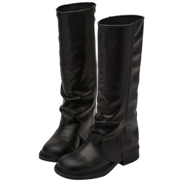 【Grace Gift】水炸彈同款 靴子 長靴 褲管靴【韓系顯瘦方頭褶皺褲管長靴】1色 35-40號