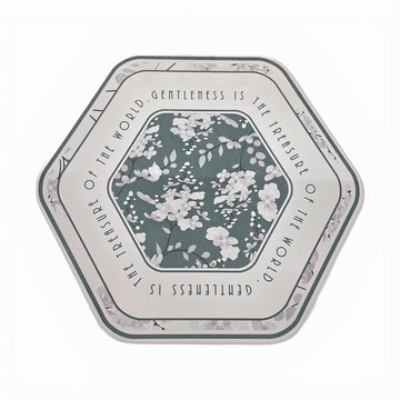 收納王妃 造型珪藻土餐墊 六角形 30 x 27 x 0.9cm  北歐花 綠色  1個