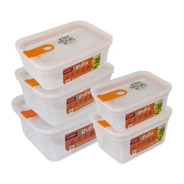 OMADA CHEF易拉PP保鮮盒五件組(0.75L、1L、1.1L、1.5L、2.3L) 航空藍