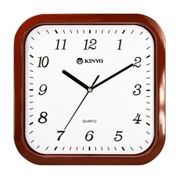 Kinyo 方形靜音掛鐘 CL-110  仿木色