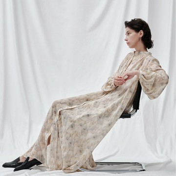 【巴黎精品】現貨+預購 洋裝連身長裙兩件套-長袖雪紡印花輕透女裙子a1fu34