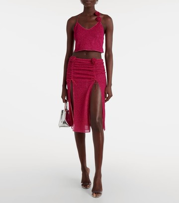 Oséree Lumière Rose ruched midi skirt